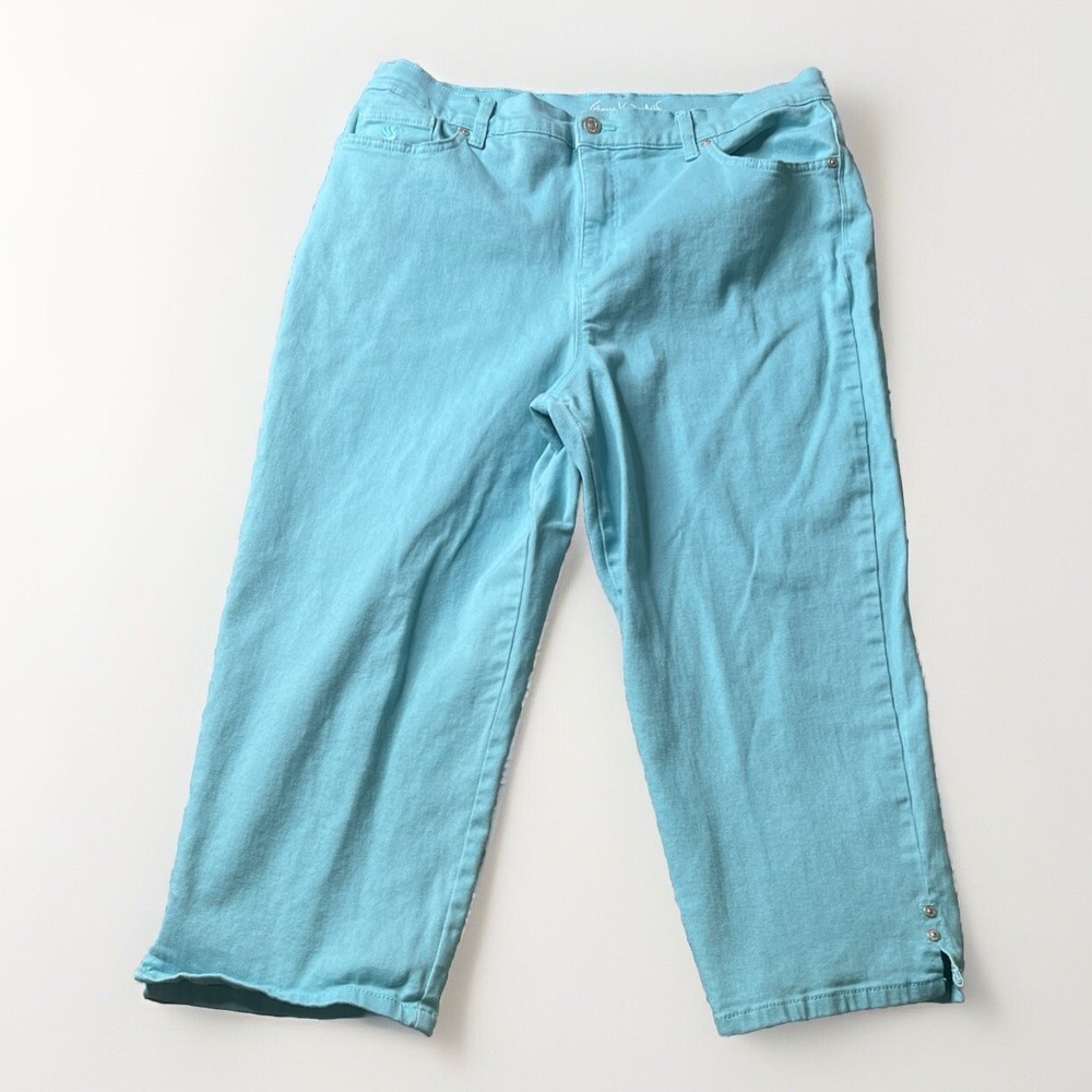 GLORIA VANDERBILT  Amanda 16 Teal All Around Slimming Effect Cropped Capri Jeans